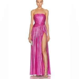 Retrofete Hot Pink Sparkly Strapless Maxi Dress